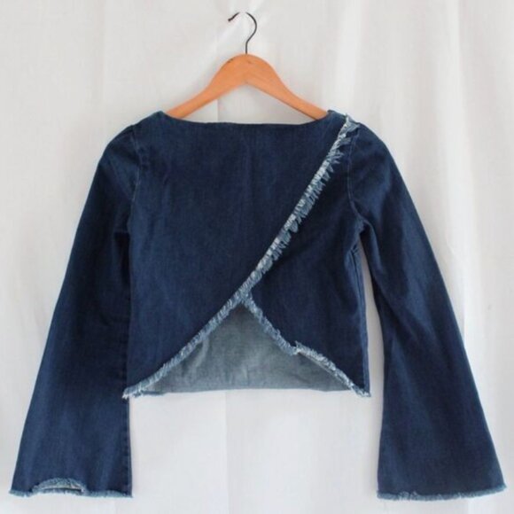 Nicholas Blouse Denim Long Sleeve Cross Back - Picture 2 of 2